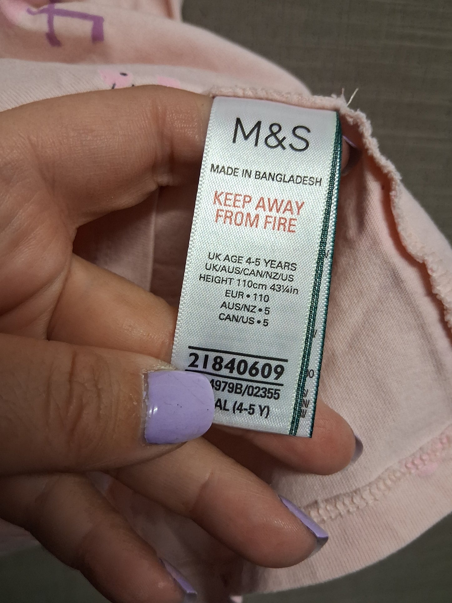Marks & Spencer Pink Flamingo T-Shirt Dress Age 4-5 Years