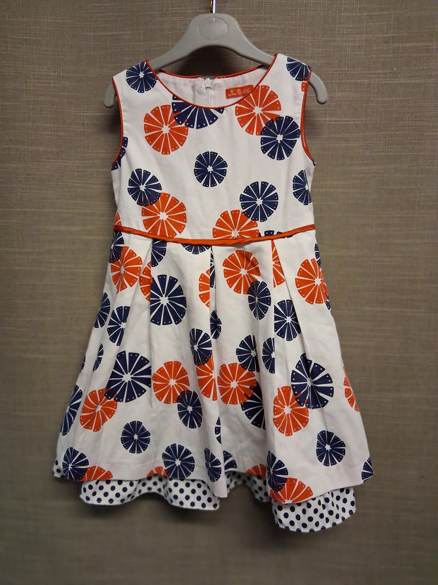 Lilus Girls Blue Red White A Line Floral Sleeveless Party Dress Age 6 Years