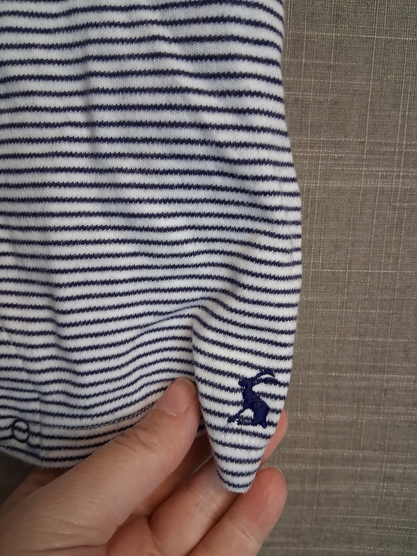 Joules Boys Blue White Stripe Romper Dungarees Age 3-6 Months