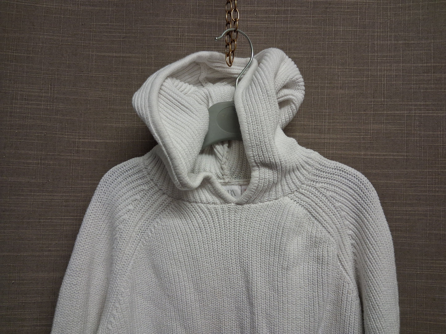 Zara Boys White Knitted Hoodie Long Sleeve Age 4-5 Years