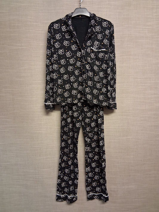 George Girls Black "Pudsey" Children in Need Pyjamas PJs 2 Piece Set Age 9-10 Years