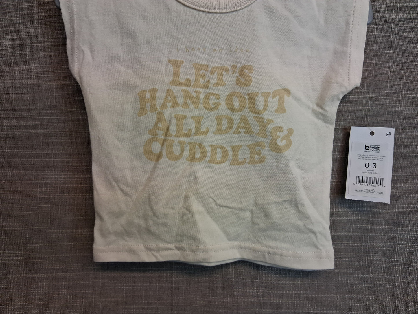 George Boys Cap Sleeve T-Shirt Cream Age 0-3 Months New