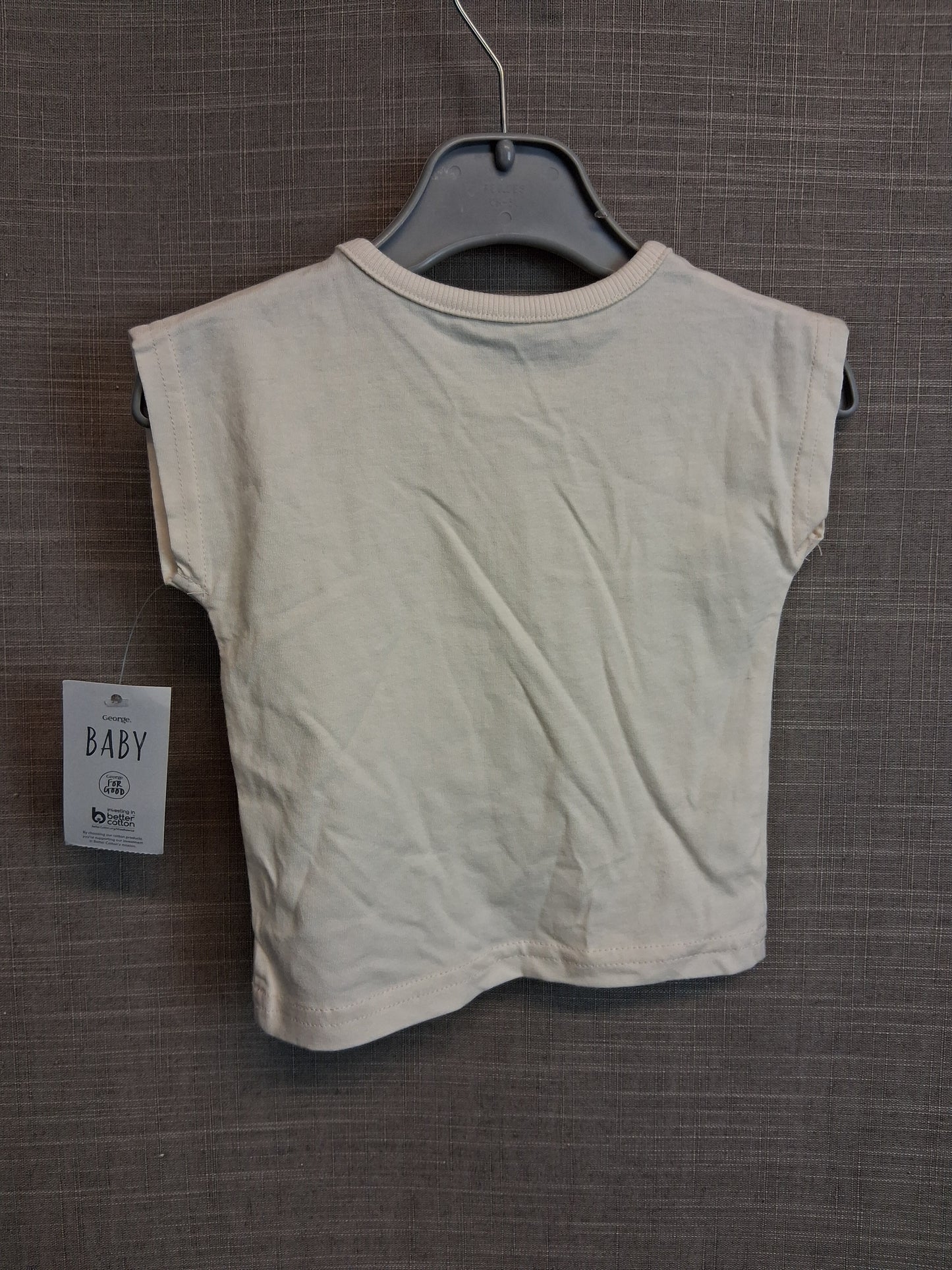 George Boys Cap Sleeve T-Shirt Cream Age 0-3 Months New