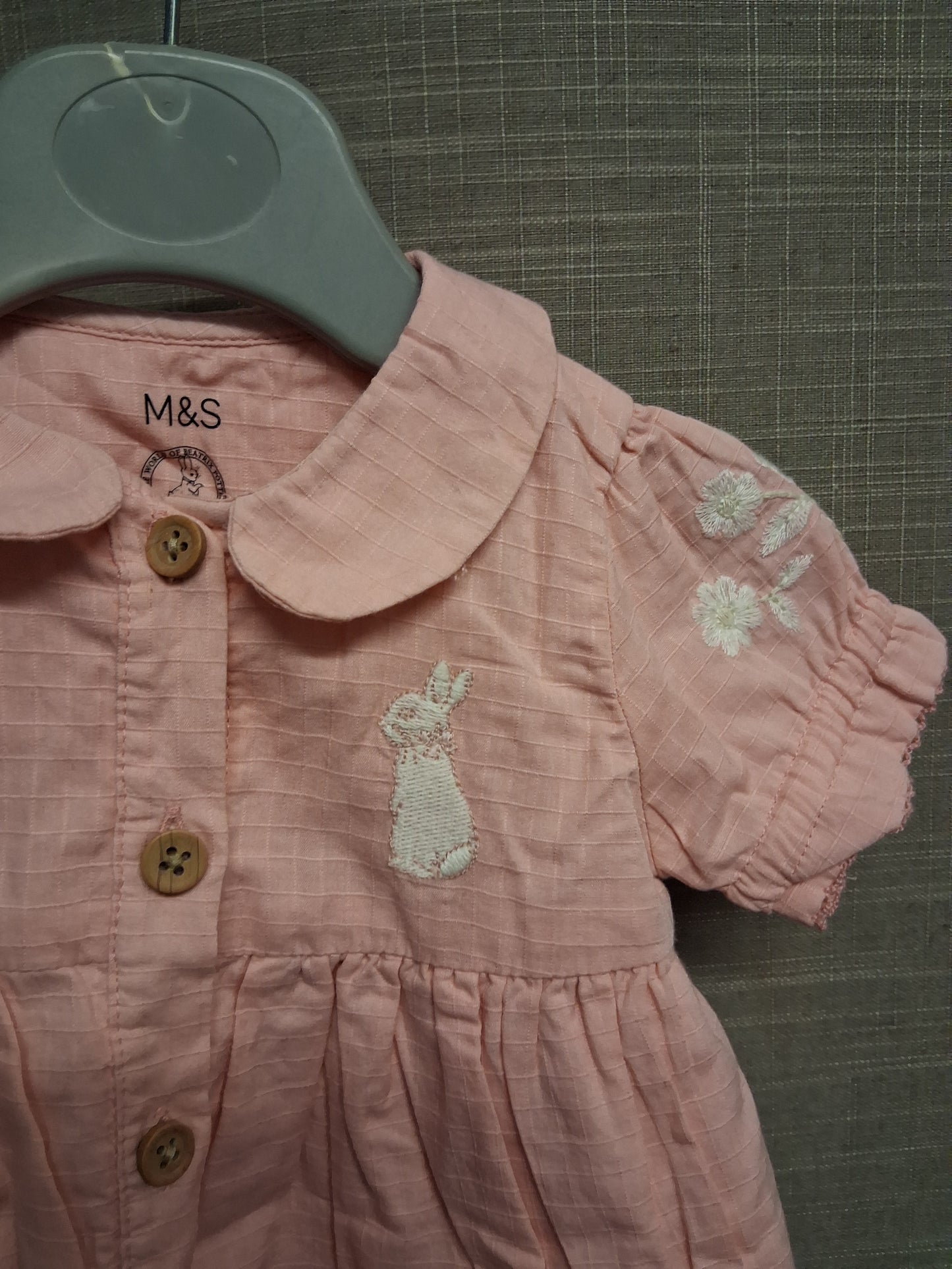 Marks and Spencer Peter Rabbit Pink Dress Short Sleeve Age 3-6 Months