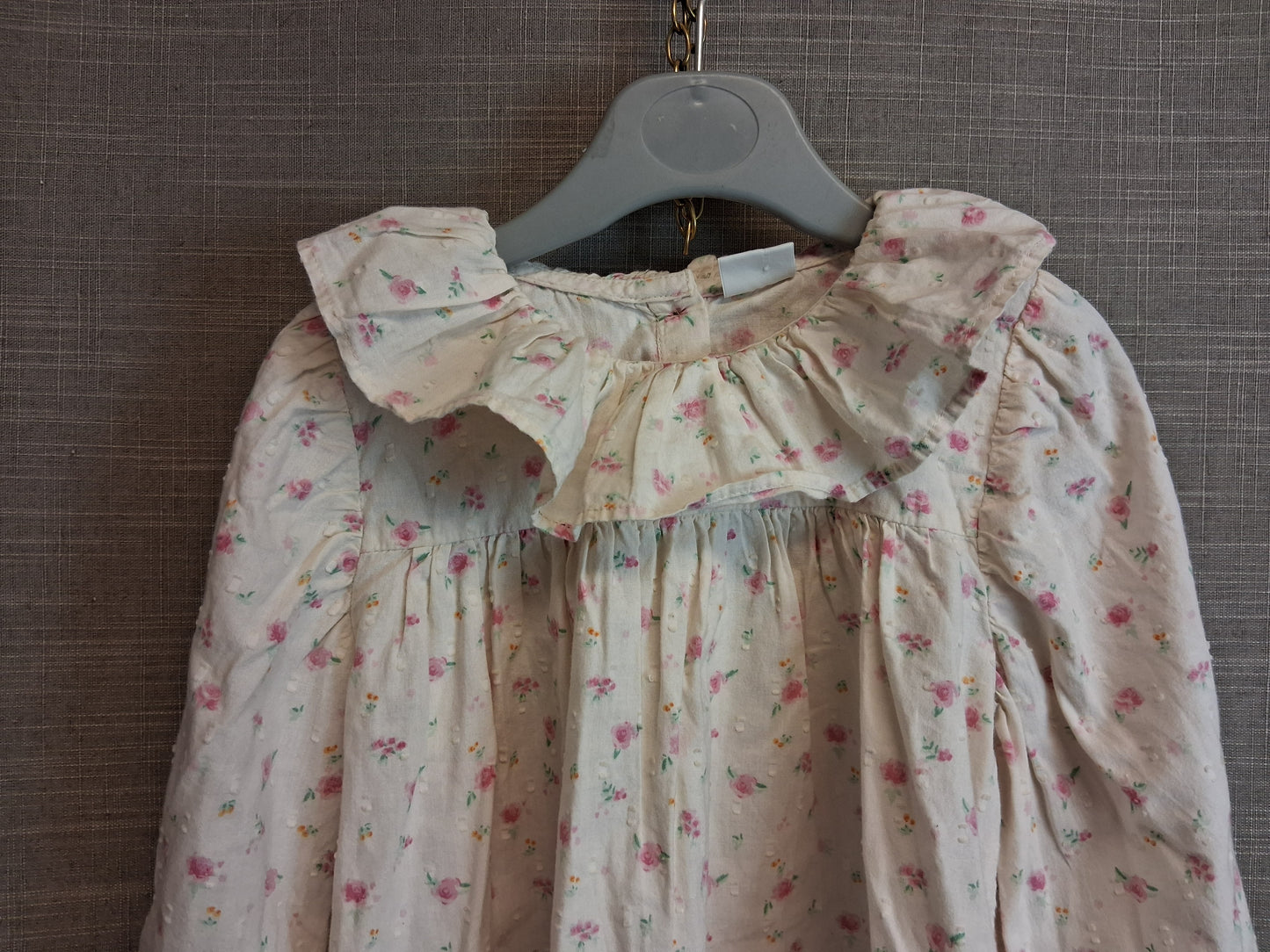 Next Girls Peter Pan Collar Blouse Cream Floral Long Sleeve Age 5-6 Years