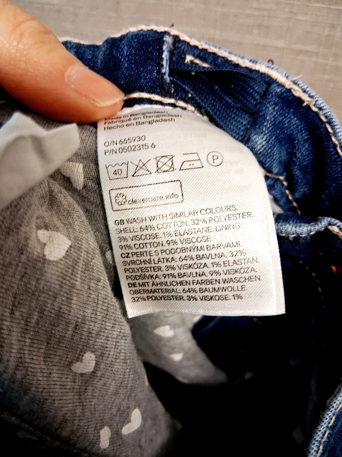 H&M Girls Blue Denim Jeans Age 9-12 Months Lined