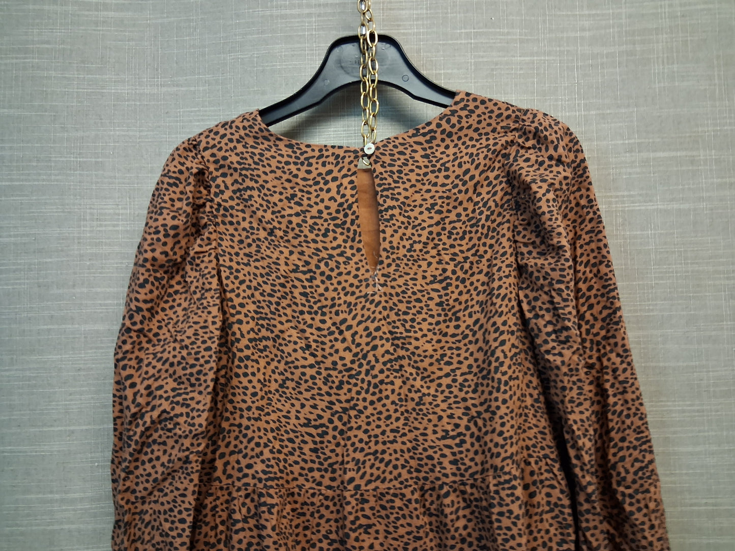 Mango Leopard Brown Long Sleeve Tiered Dress Age 8 Years