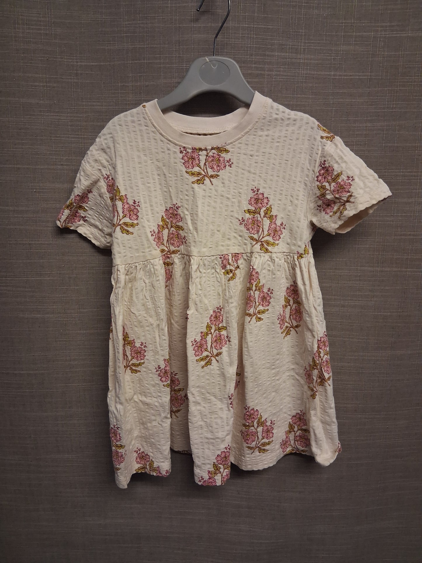 Next Girls Cream Floral Jersey T-Shirt Dress Age 2-3 Years