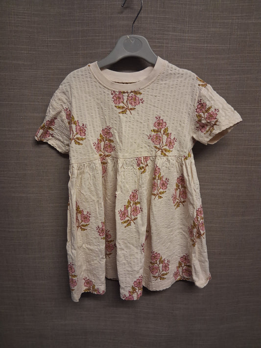 Next Girls Cream Floral Jersey T-Shirt Dress Age 2-3 Years