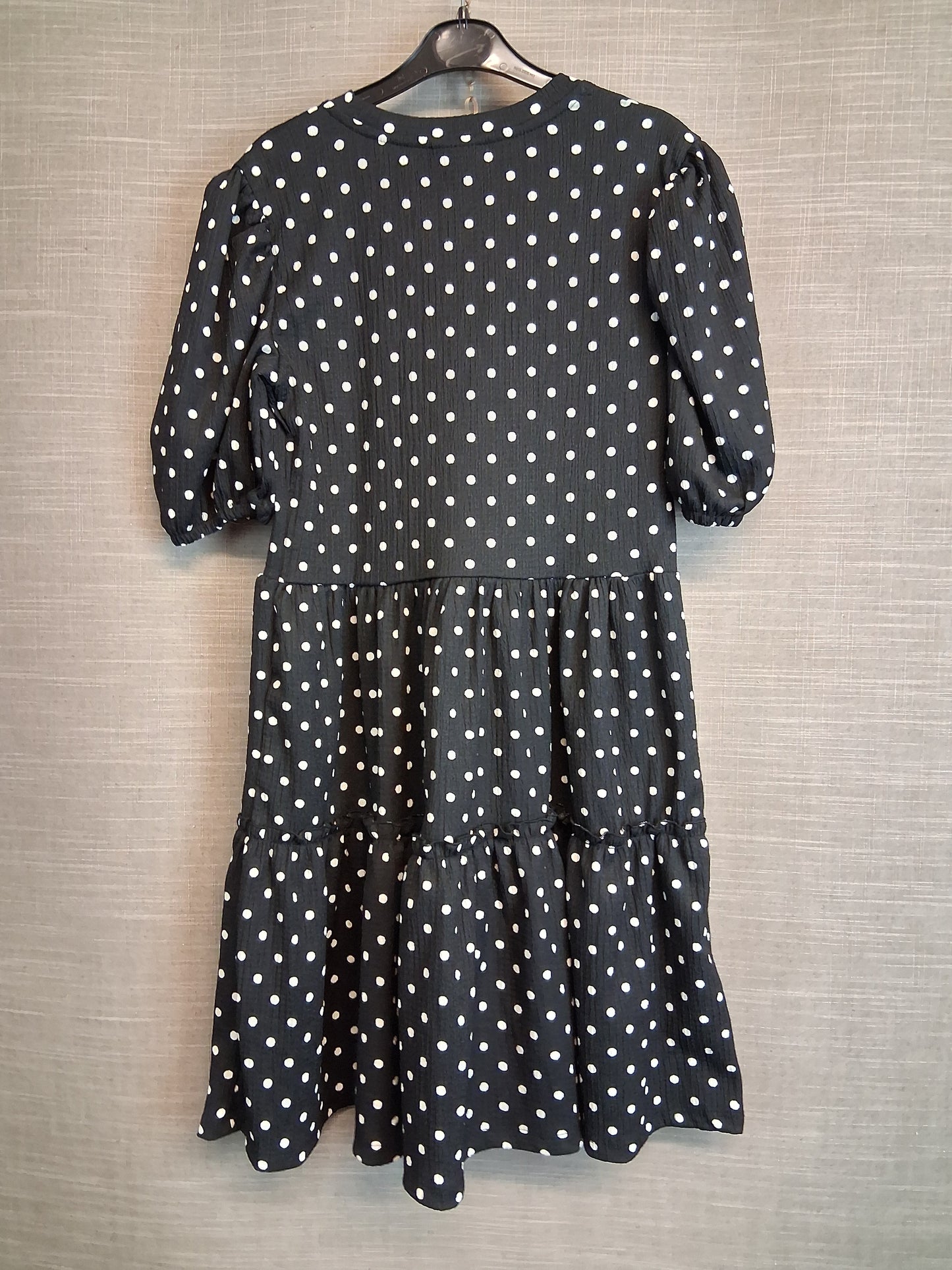 Matalan Girls Black Polka Dot Short Sleeve Tiered Dress Age 12 Years