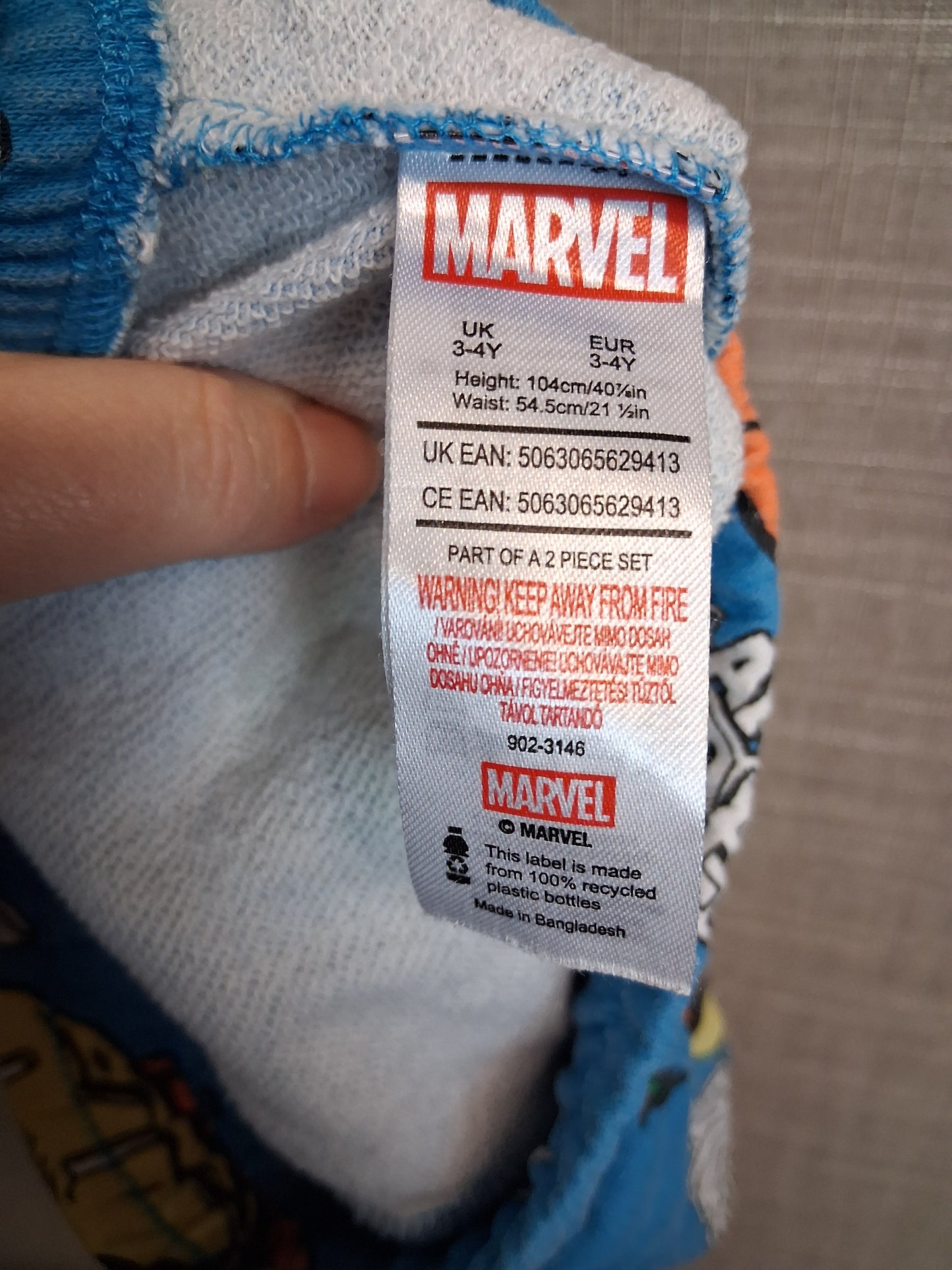 Marvel Boys 2 Piece Summer Outfit Shorts And Vest Age 3-4 Years Blue