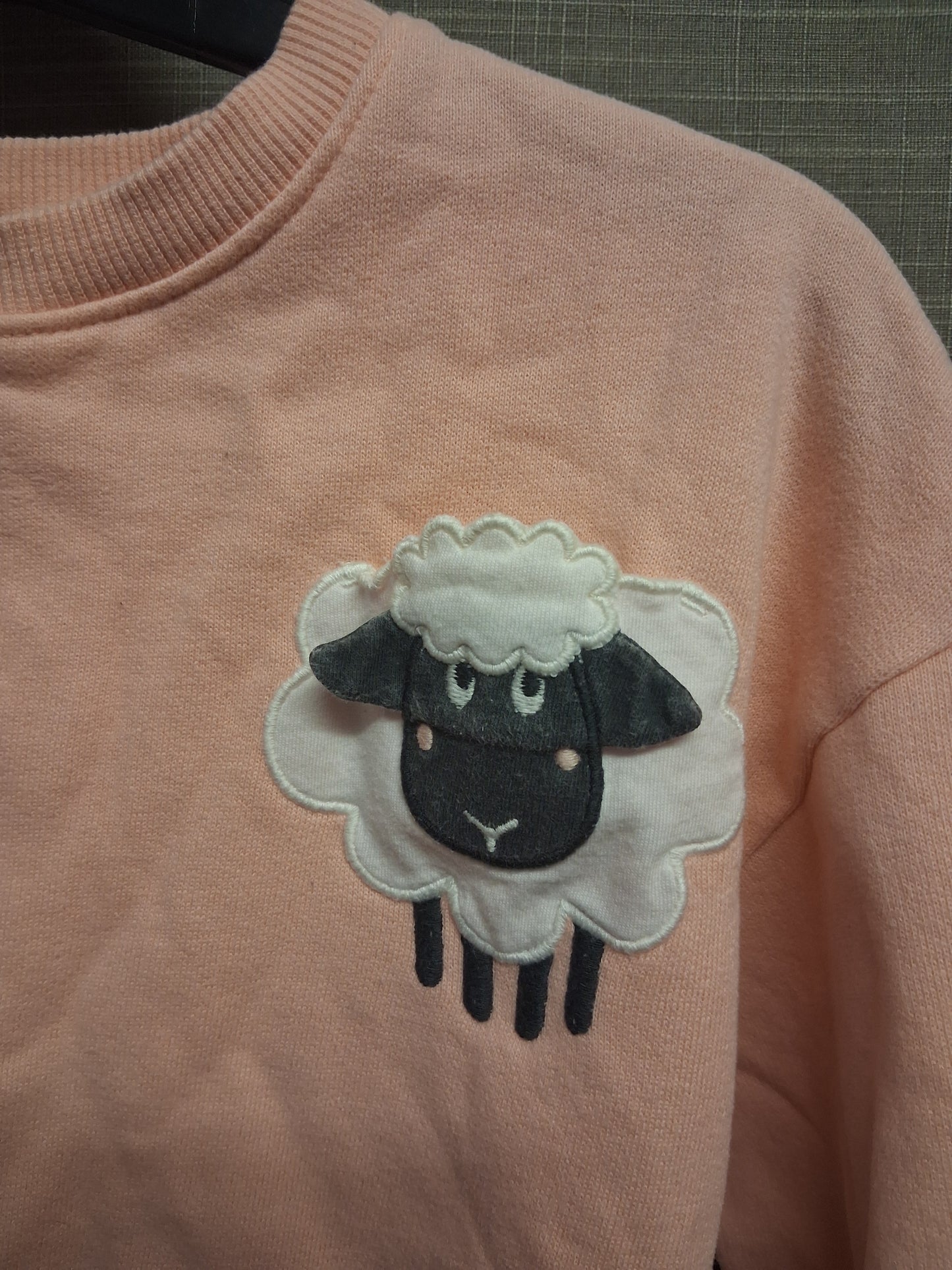 Next Girls Peach Sheep Pocket Sweater Jumper Age 4-5 Years
