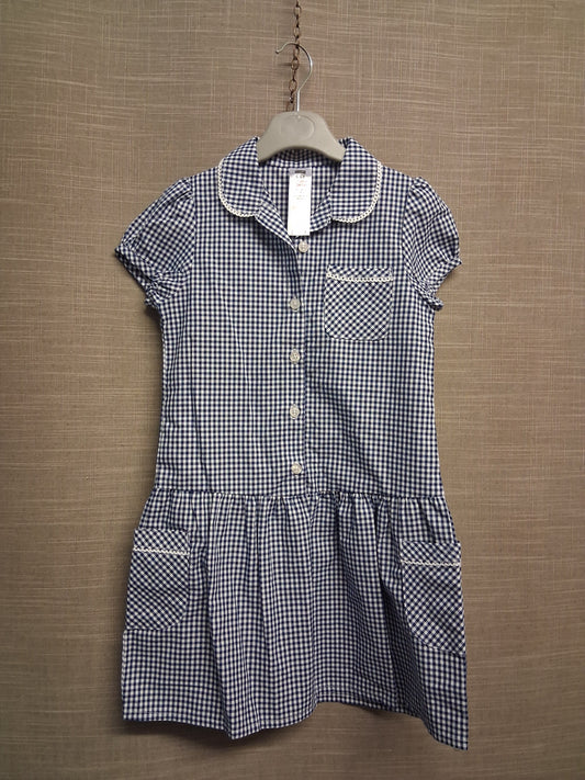 F&F Girls Blue Gingham School Dress Age 5-6 Years NWOTS