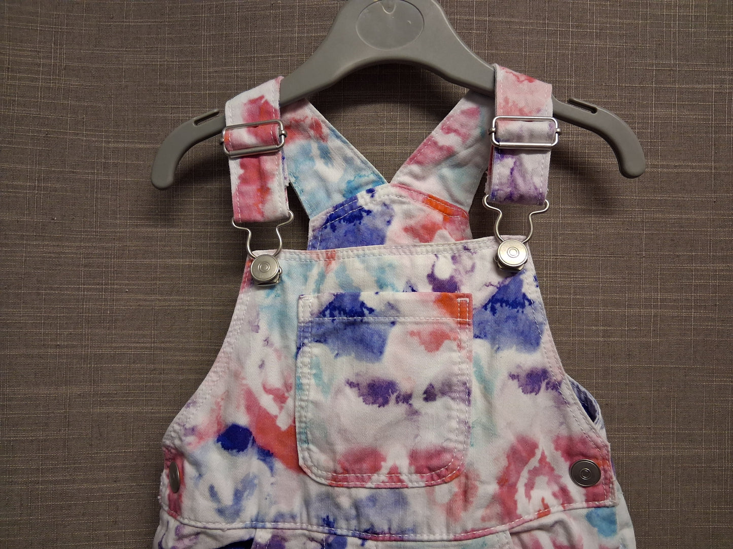 Nutmeg Girls Denim White Multicolour One Piece Dungaree Shorts Age 2-3 Years