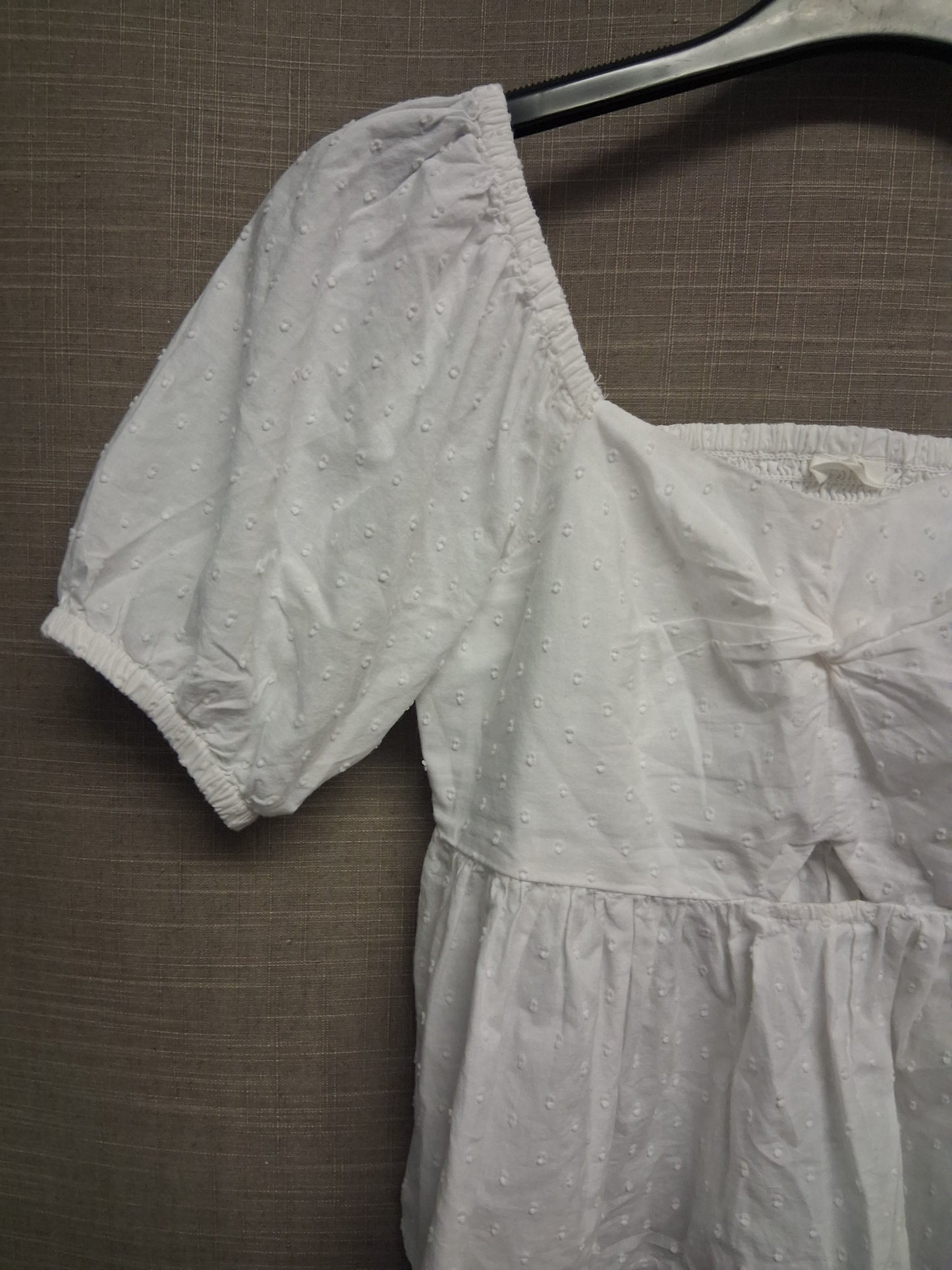 Next Girls White Puff Short Sleeve Peplum Top Cut Out Front Age 11 Years