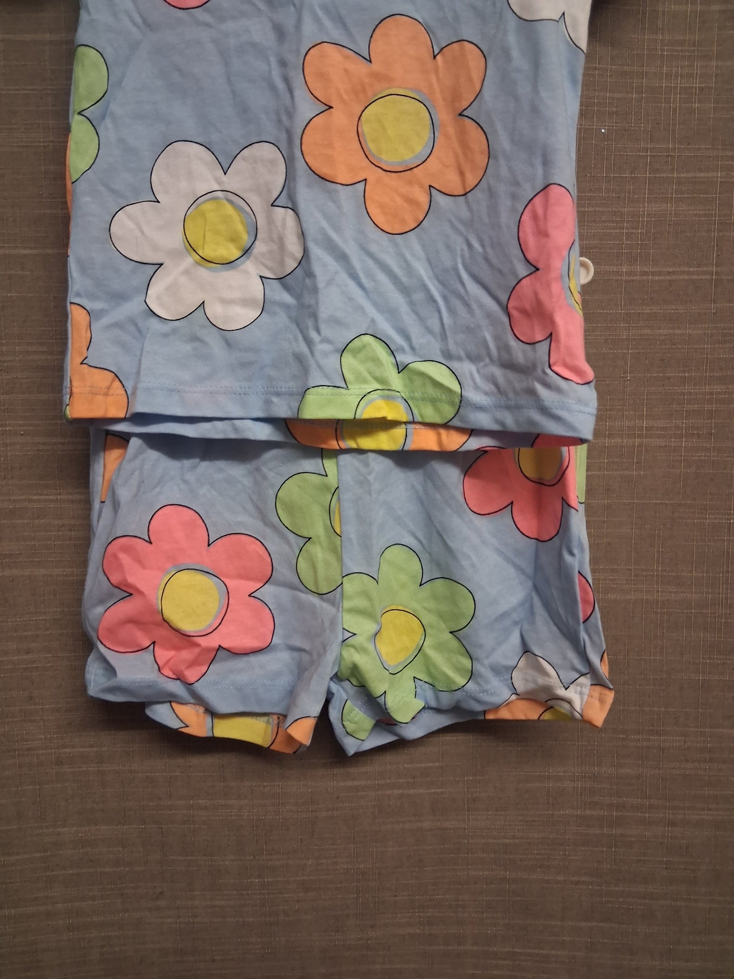F&F Girls 2 Piece Outfit Shorts & T-Shirt Blue Floral Age 2-3 Years