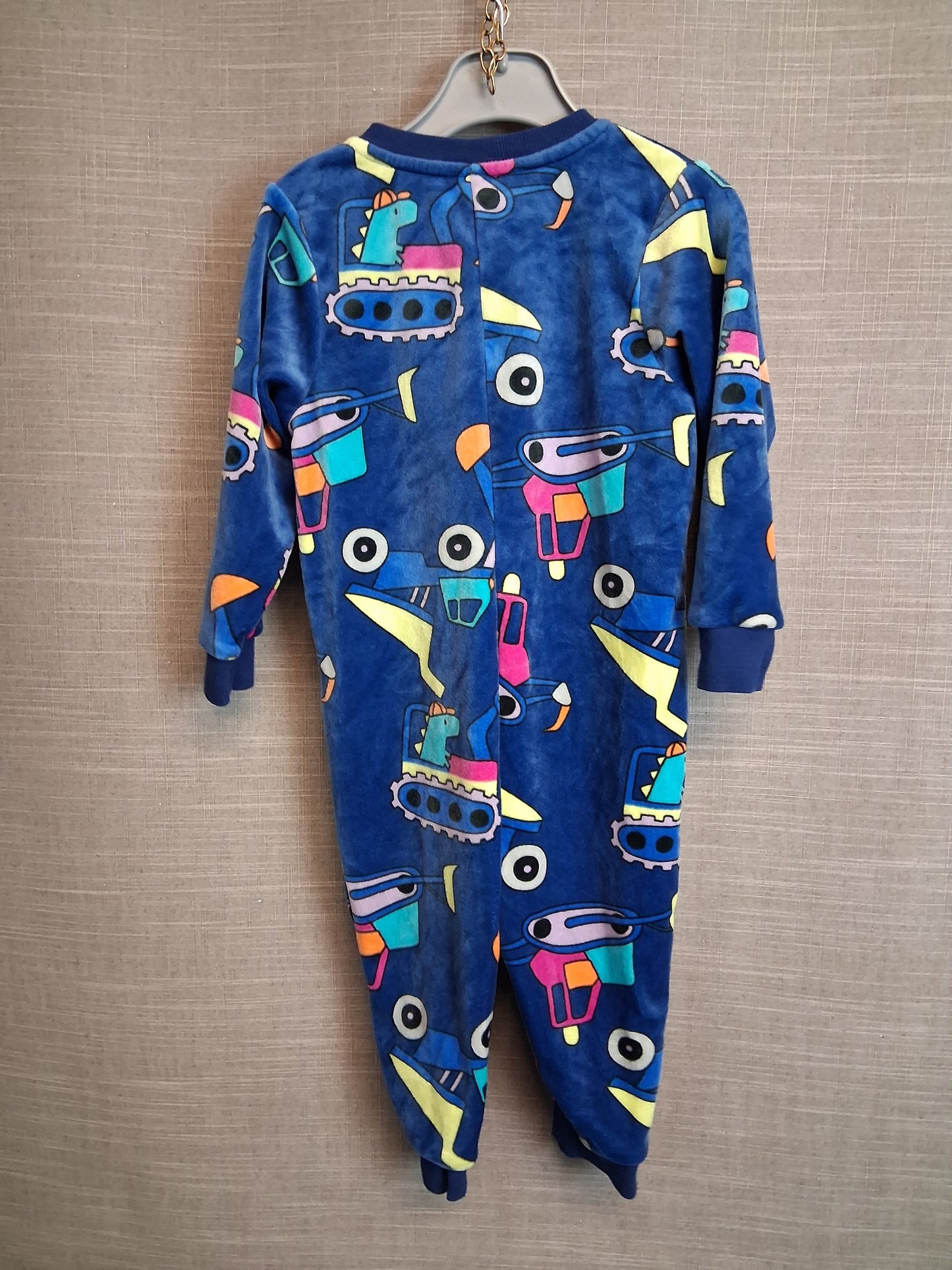 Matalan Boys Velour One Piece Sleepsuit Blue Diggers Themes Age 12-18 Months