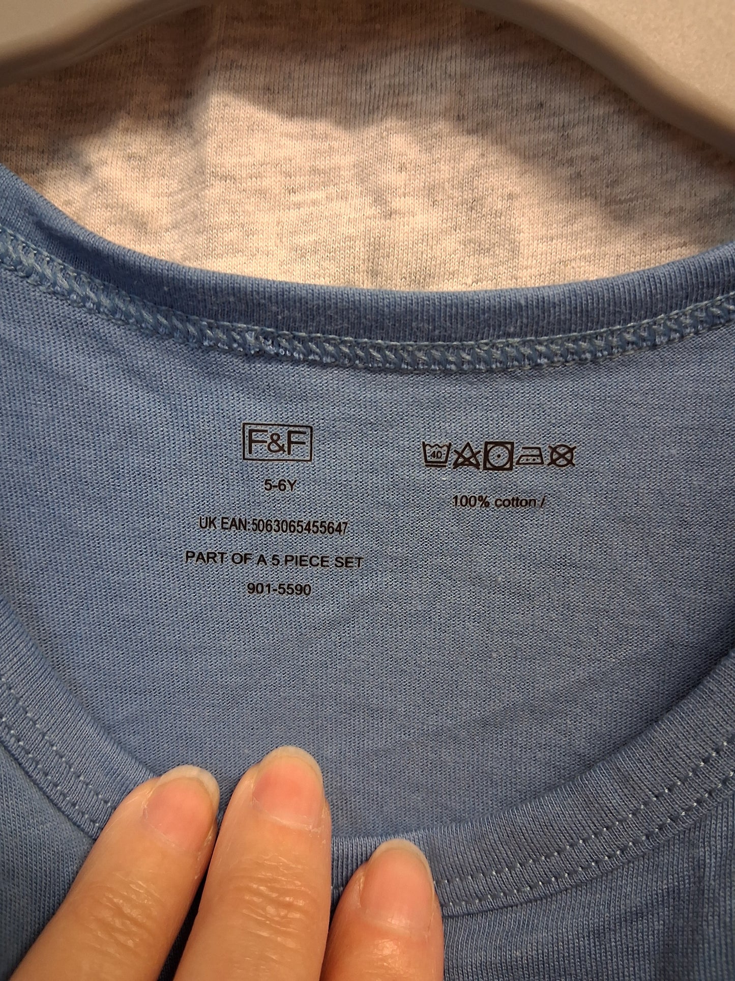 F&F Boys Vest Tank Tops Set of 2 Multicolour Age 5-6 Years