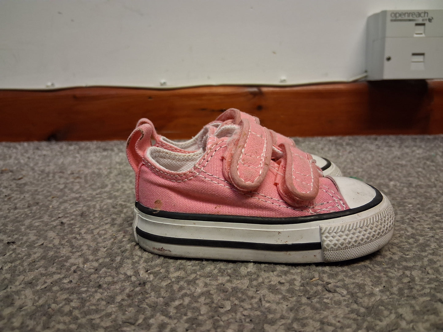 Converse Girls Pink Canvas Double Strap Trainers Pumps Size 2 Infants