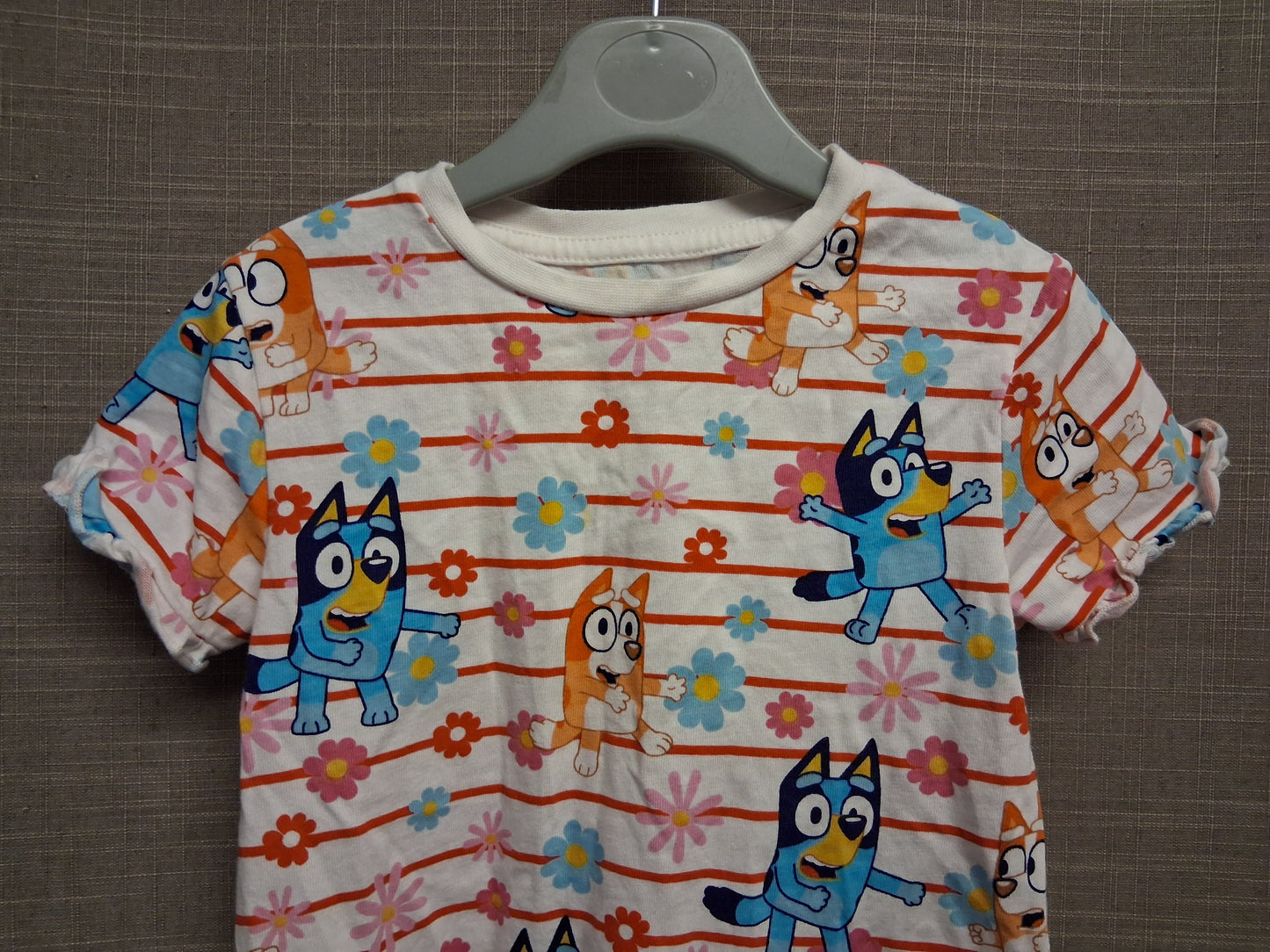 Nutmeg Girls Bluey Multicolour Striped Short Sleeve T-Shirt Age 18-24 Months