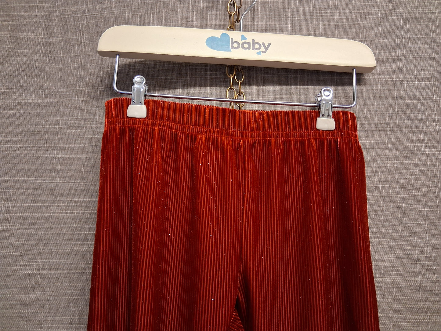 Next Girls Red Velour Leggings with Gold Sparkle Age 3 Years