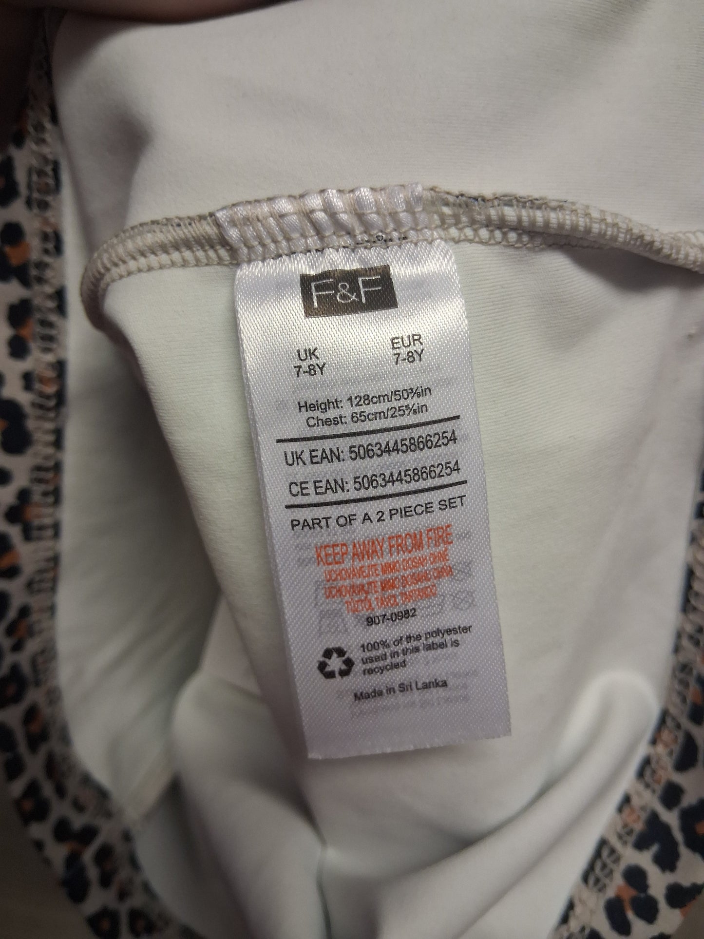 F&F Girls Leopard Print Cut Out Back Crop Top Age 7-8 Years New