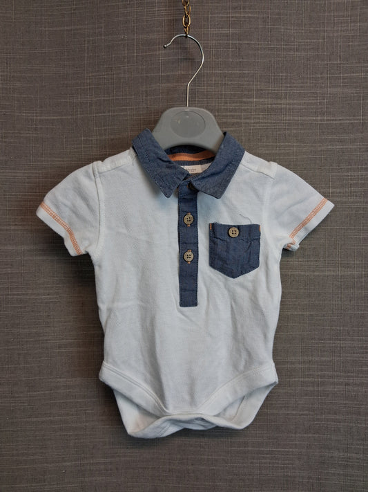 Next Boys Polo Bodysuit Short Sleeve Age 0-3 Months