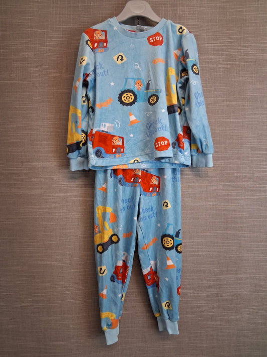 Blippi Matalan Boys Pyjamas PJs 2 Piece Set Blue Velour Age 4 Years