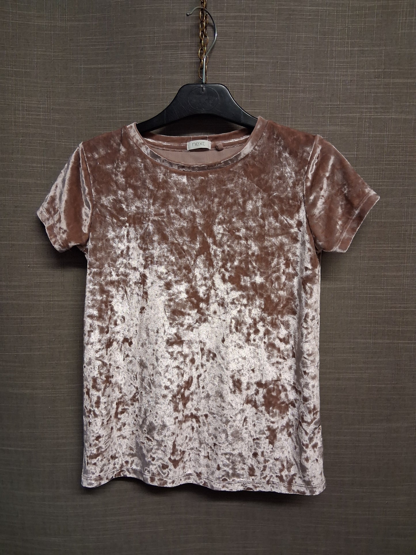 Next Girls Dusky Pink Short Sleeve Velour T-Shirt Age 9 Years