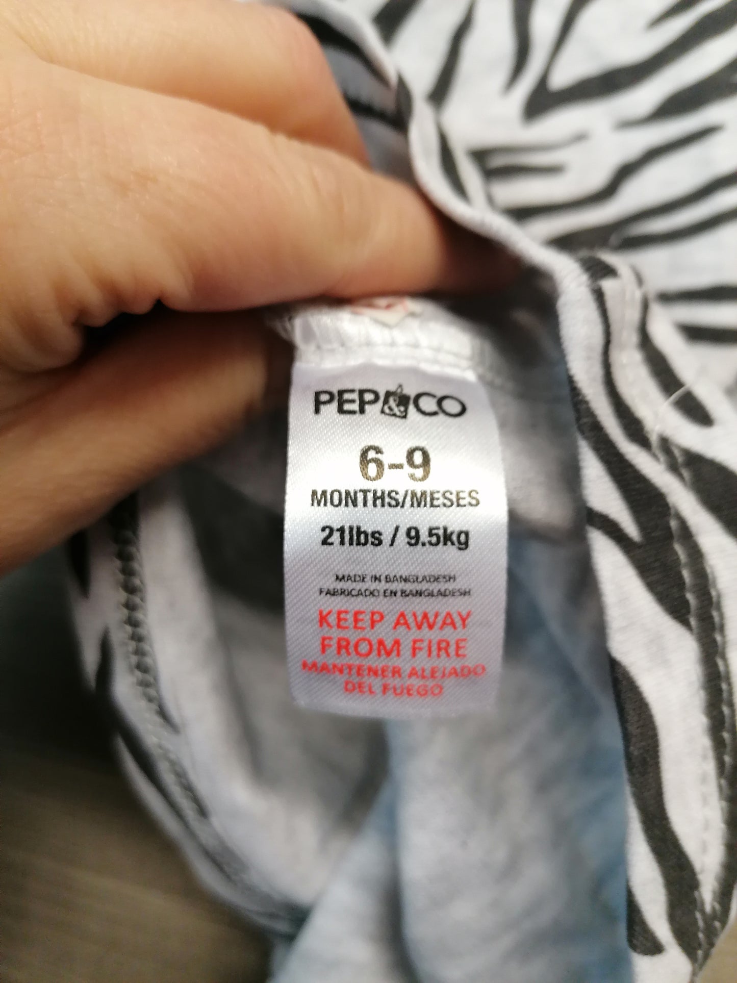 Pep&Co Zebra Print T-Shirt Age 6-9 Months New