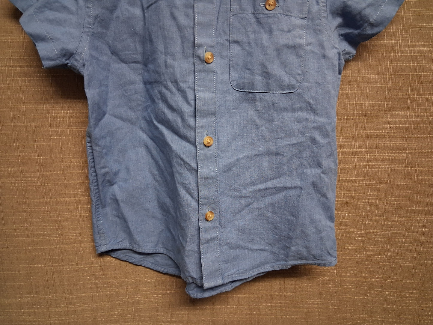 Next Boys Blue Linen Blend Short Sleeve Shirt Age 3 Years