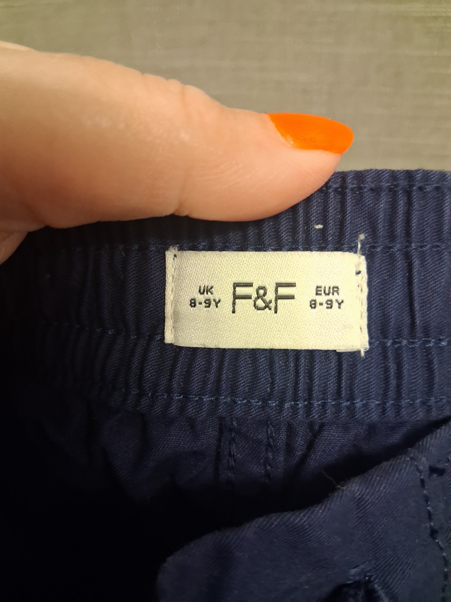 F&F Boys Blue Chino Style Shorts Age 8-9 Years