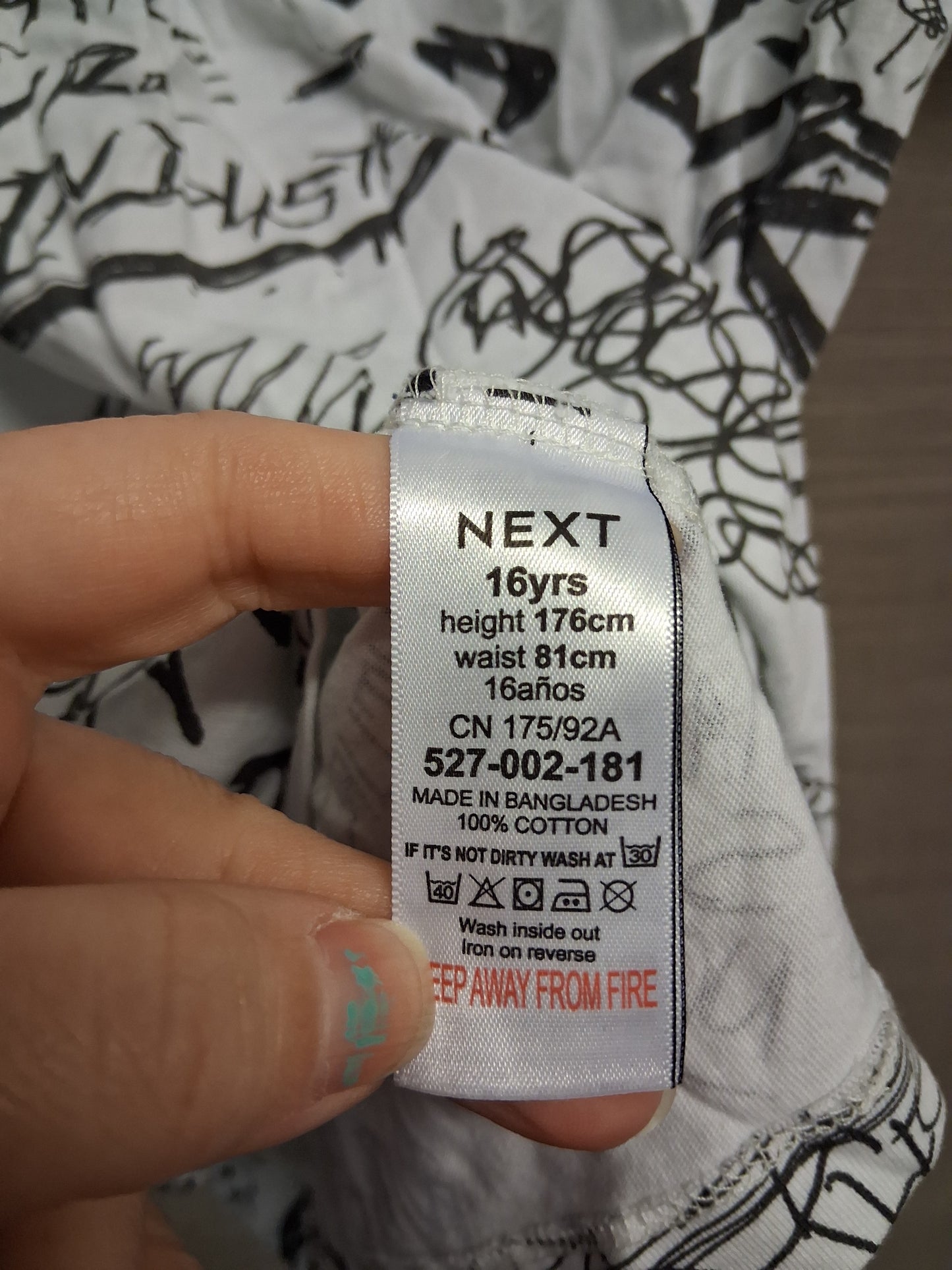 Next Boys Graffiti Style Print Short Sleeve T-Shirt Age 16 Years
