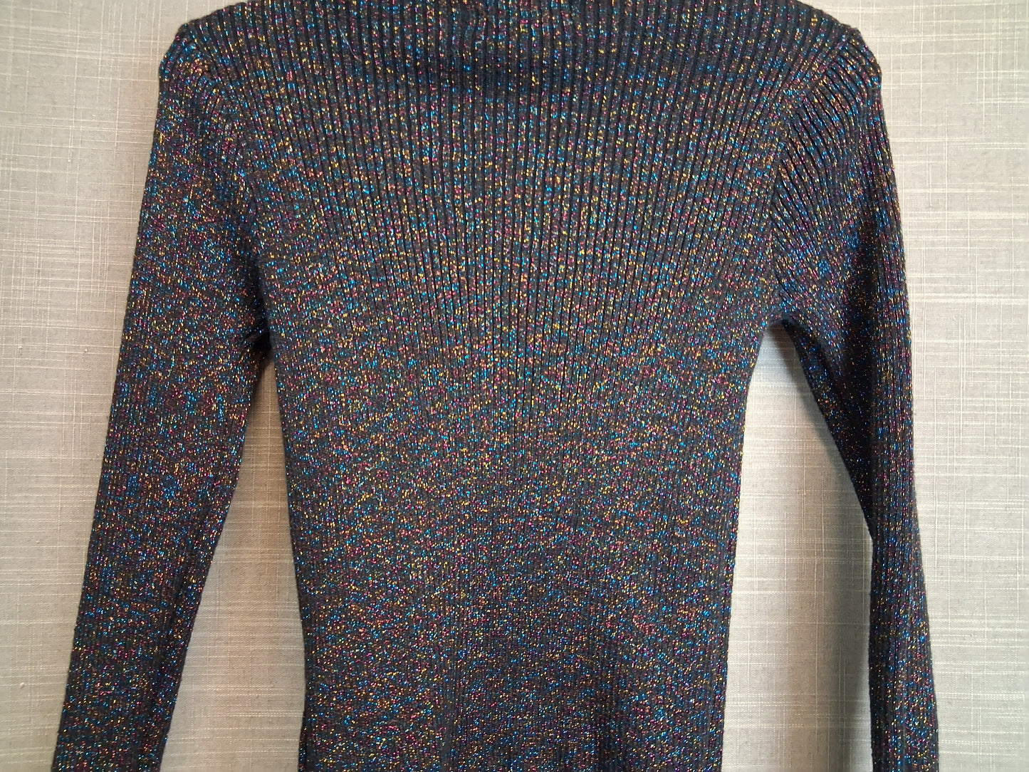 Primark Girls Roll Neck Jumper Black Glittery Sparkly Age 7-8 Years