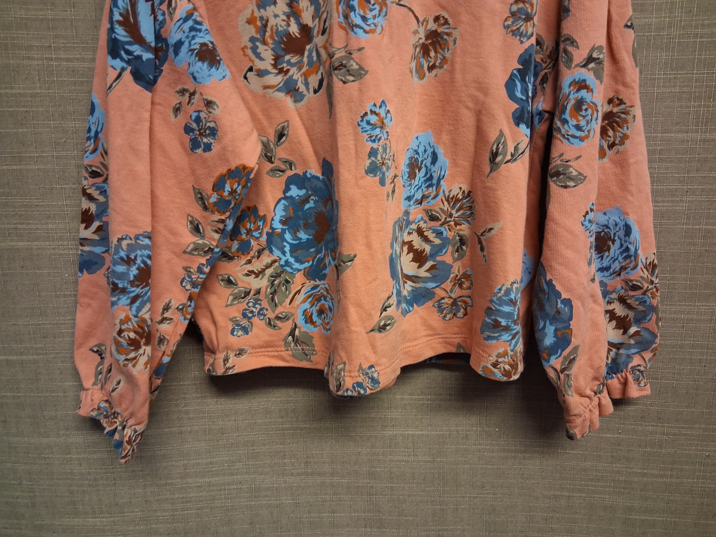 Next Girls Peach Floral Peter Pan Collar Sweater Jumper Age 3-4 Years