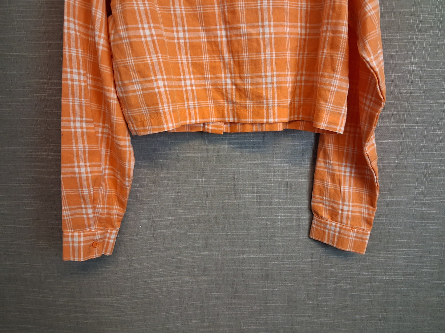 New Look Girls Orange Crop Checked Shirt Long Sleeve Age 12 Years