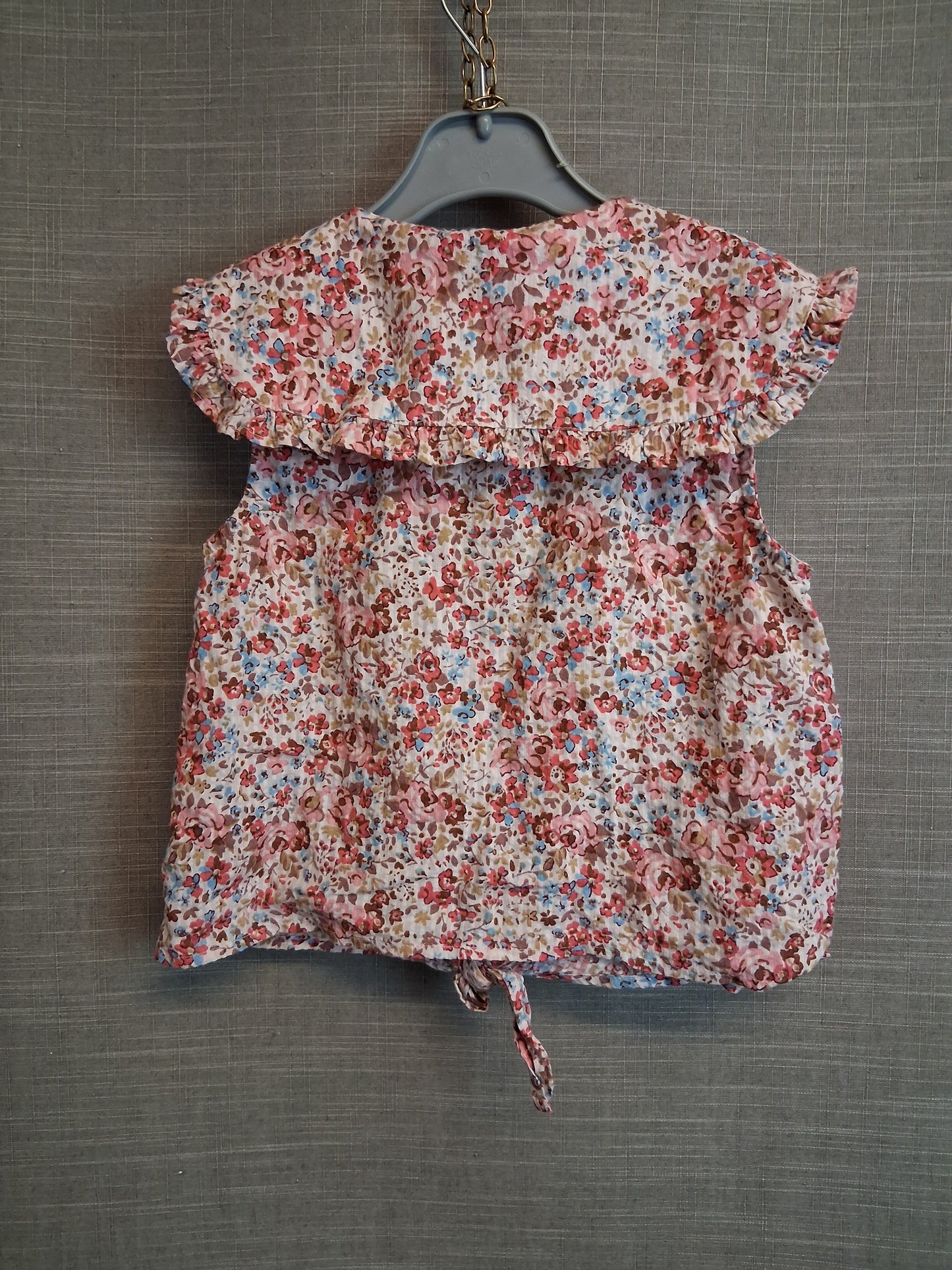 Next Girls Blouse Sleeveless Pink Floral Tie Front Age 7 Years