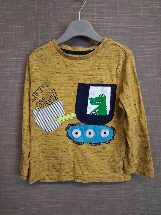 F&F Boys Yellow Long Sleeve T-Shirt Jersey Age 4-5 Years