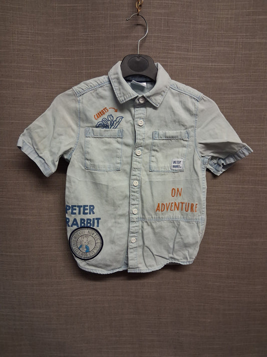 F&F Peter Rabbit Light Blue Short Sleeve Shirt Age 3-4 Years