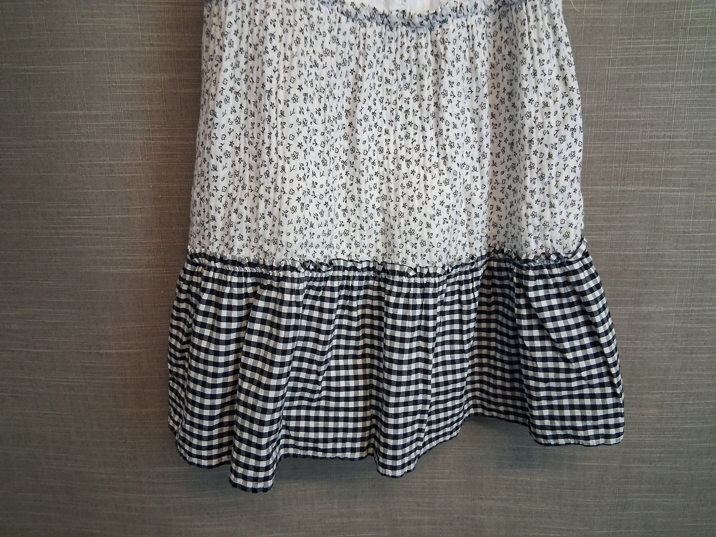 George Girls White Black Multi Pattern Tiered Dress Age 7-8 Years