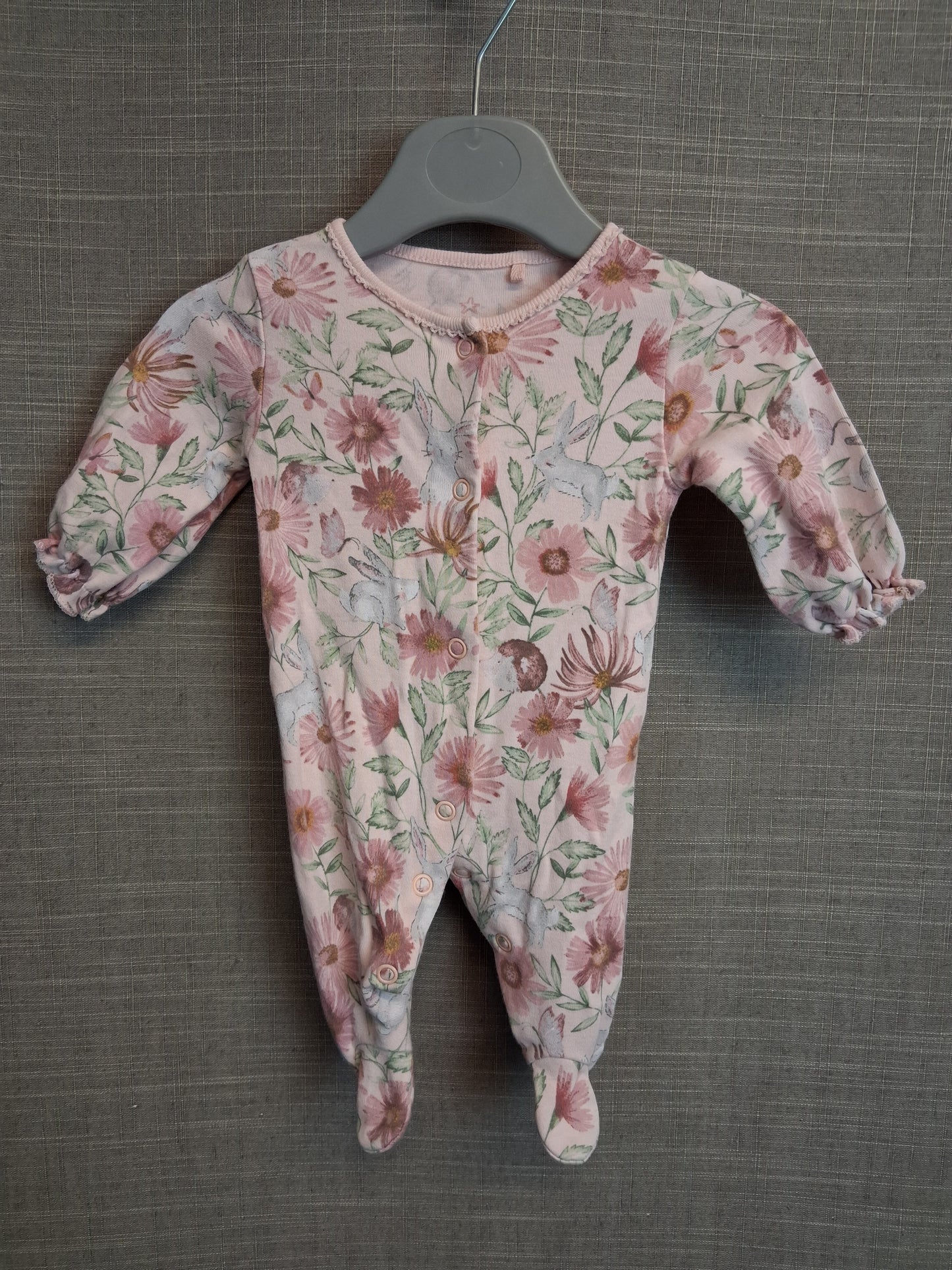 Next Girls Pink Floral Wildlife Sleepsuit Age Tiny Baby