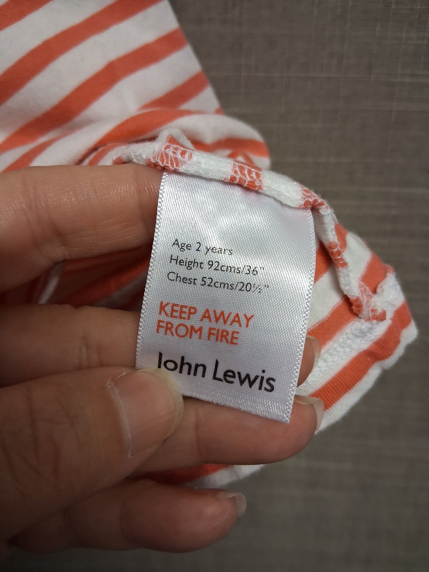 John Lewis Girls Pink White Striped Cap Sleeve T-Shirt Age 2-3 Years
