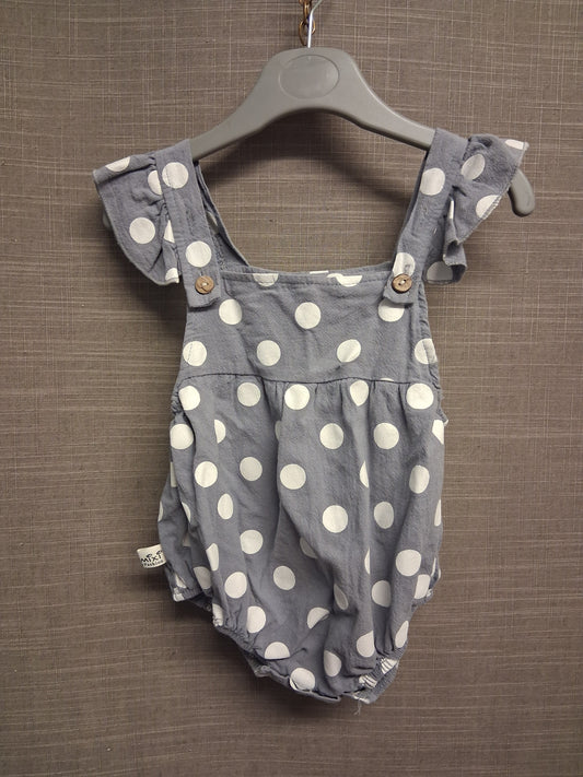 Shein Girls Grey Spotty Romper Dungarees Age 9-12 Months