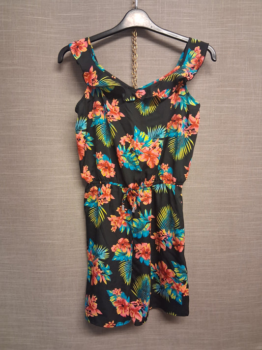 Primark Girls Black Multicolour Floral Playsuit Age 13-14 Years Lightweight