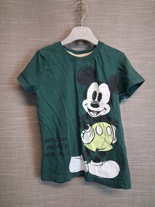 Disney Boys Mickey Mouse Green Short Sleeve T-Shirt Age 6 Years