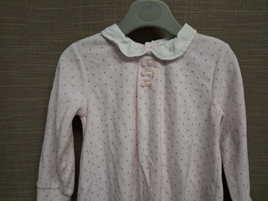 Tutto Piccolo Girls Pale Pink Silver Spot A Line Velour Style Dress Age 12-18 Months