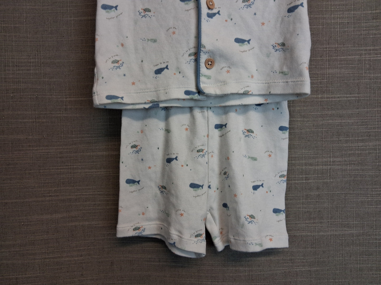 F&F Boy Pyjamas PJs 2 Piece Short Set Age 6-9 Months Sealife Print