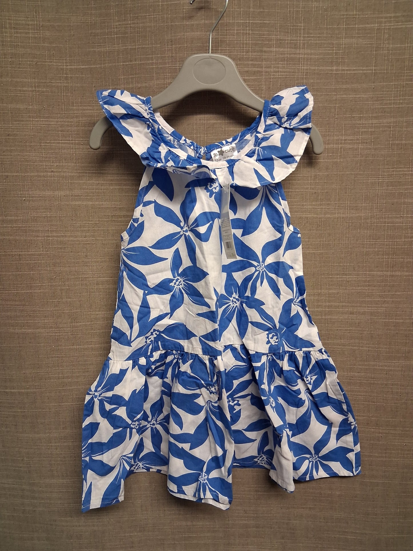 Pepco Baby Blue White Floral Dress Sleeveless Age 18-24 Months New