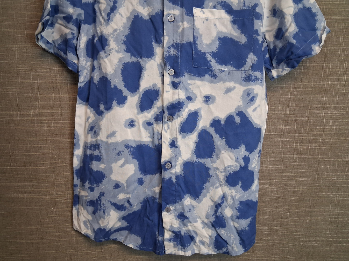 Pep & Co Boys Short Sleeve Shirt Age 9-10 Years Blue Tie Dye New