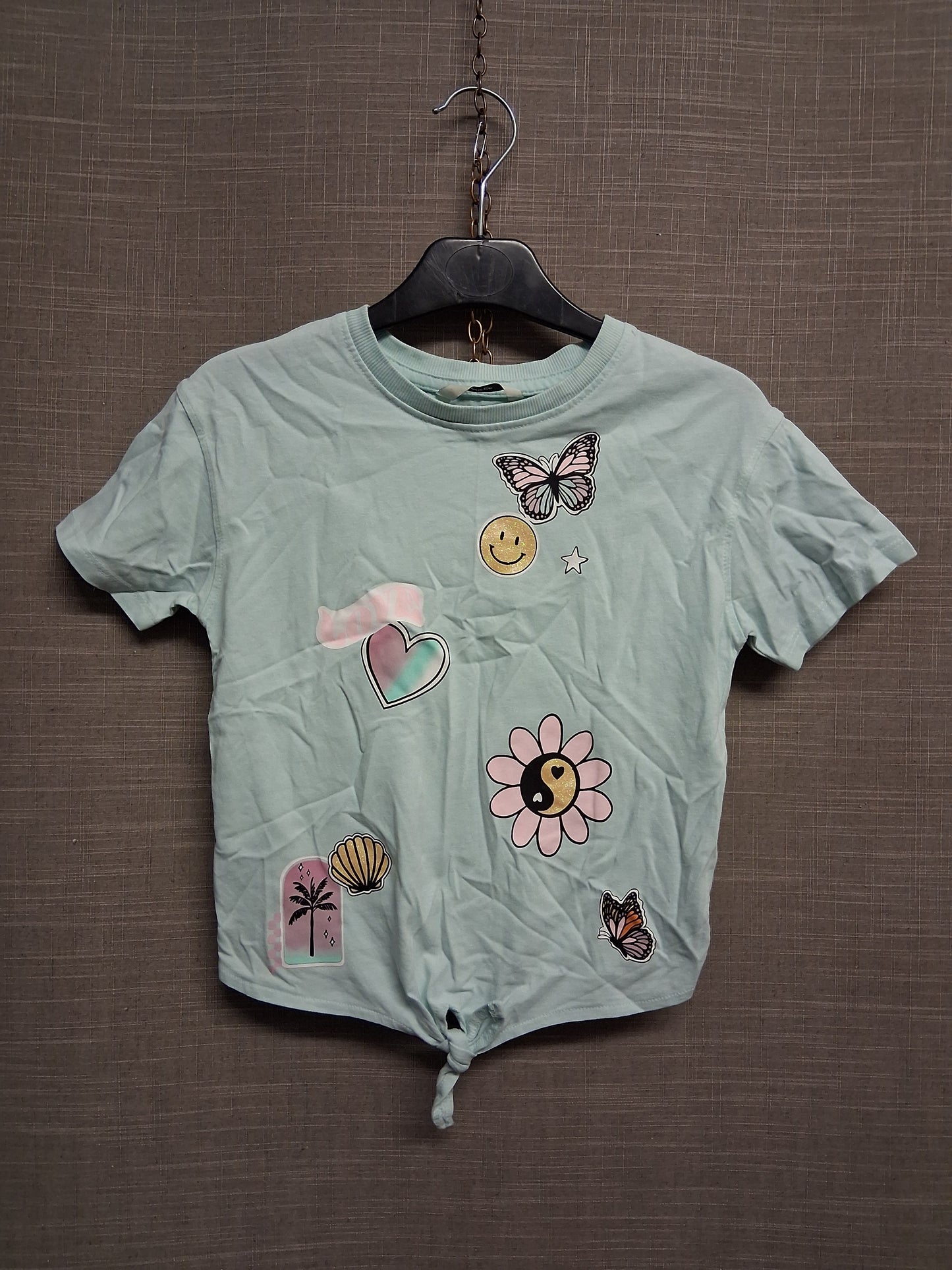 George Girls Green Butterfly Crop T-Shirt Tie Front Age 7-8 Years